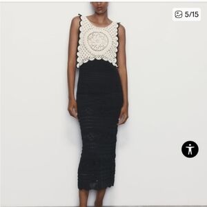 Nwot ZARA | BLOGGER FAVORITE crochet Knit Midi Backless Summer Dress